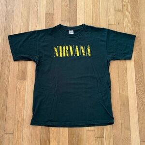 Vintage Nirvana Shirt Rare 2005 Print Green Yellow Gildan Tag Large
